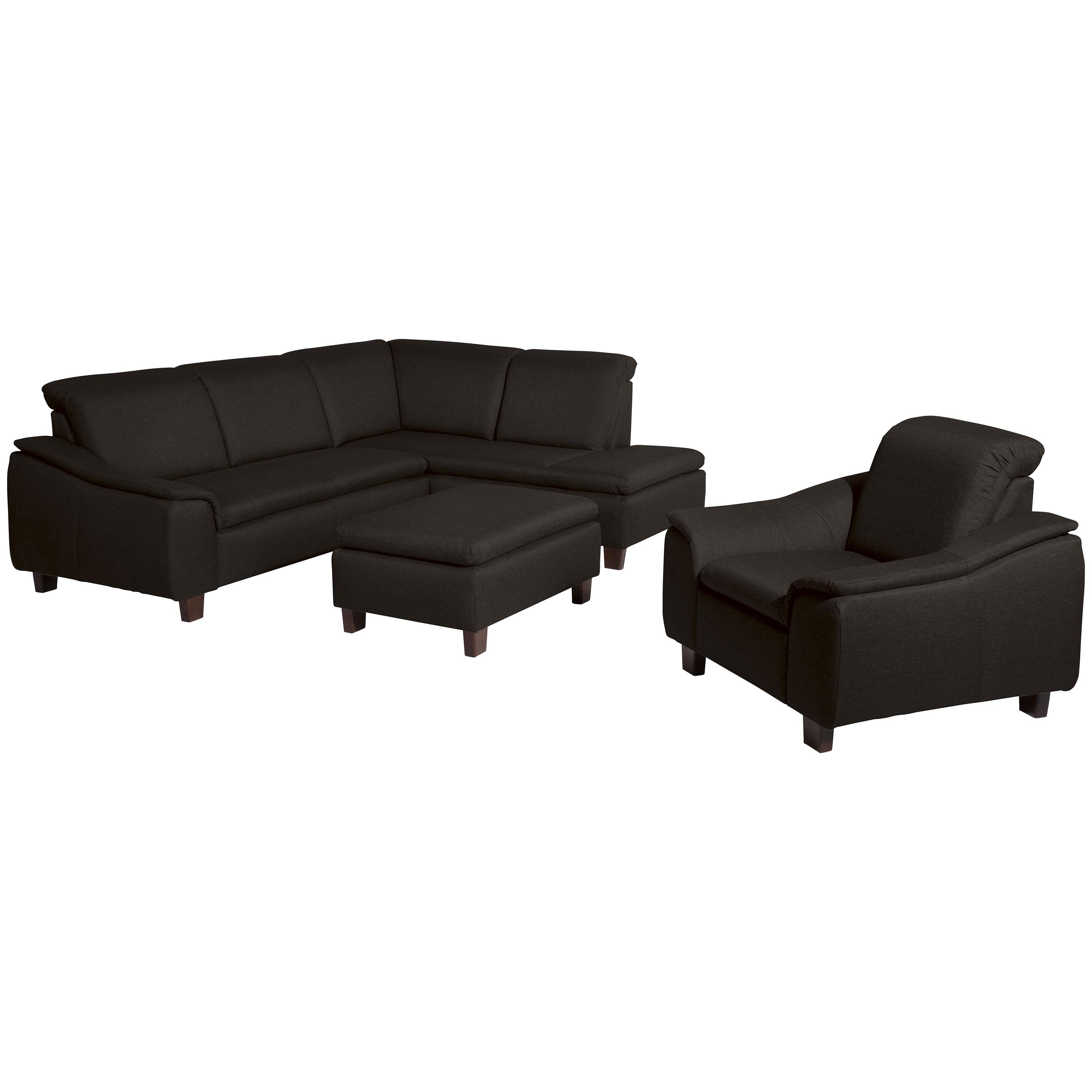 Ecksofa Aaron Dunkelbraun Flachgewebe - Dunkelbraun/Nussbaumfarben, Design, Textil (247/187cm) - Max Winzer