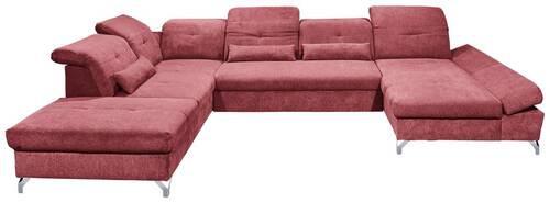 Ecksofa Melfi Beere U: 245 cm - Beere/Silberfarben, MODERN, Textil (245/350/168cm) - MID.YOU