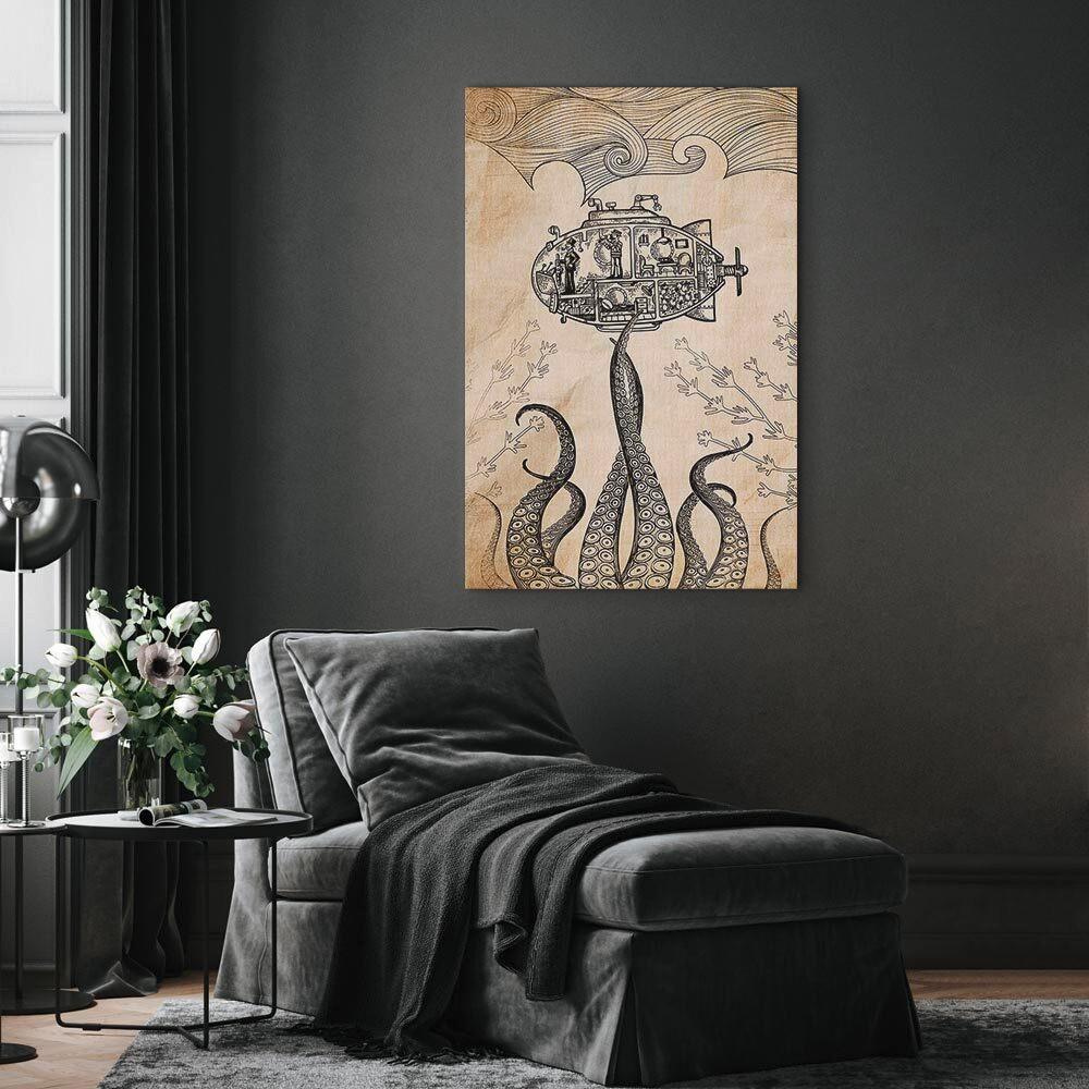 Leinwandbild Schwarz Cappuccino B: 80 Cm - Schwarz/Cappuccino, Basics, Holz/Textil (80/120/1.2cm) - artgeist