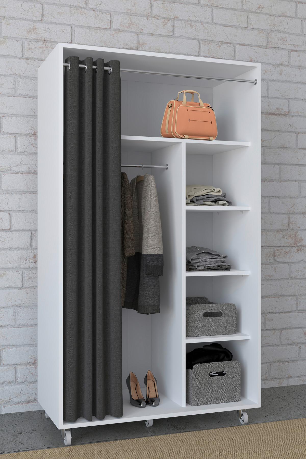 Kleiderschrank Ostila Weiß B: 101 cm - Weiß/Grau, Design, Holzwerkstoff/Kunststoff (101/175/51cm) - MID.YOU