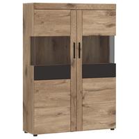 Vitrine Grano Eichefarben B: 101,9 Cm - Eichefarben/Dunkelgrau, Trend, Glas/Holzwerkstoff (101,9/149/37,4cm)