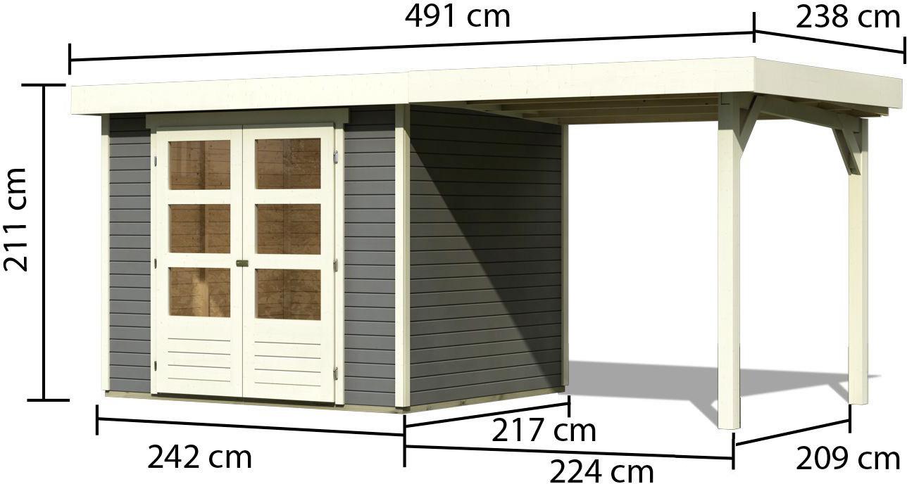 Gartenhaus 491x217x211 cm - Grau, Basics, Holz (491/217/211cm) - Karibu