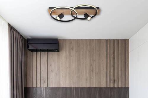 Led Mennyezeti Lámpa 67309-36 - sötétbarna/fekete, Design, műanyag/fa (62/32/16,5cm) - Globo