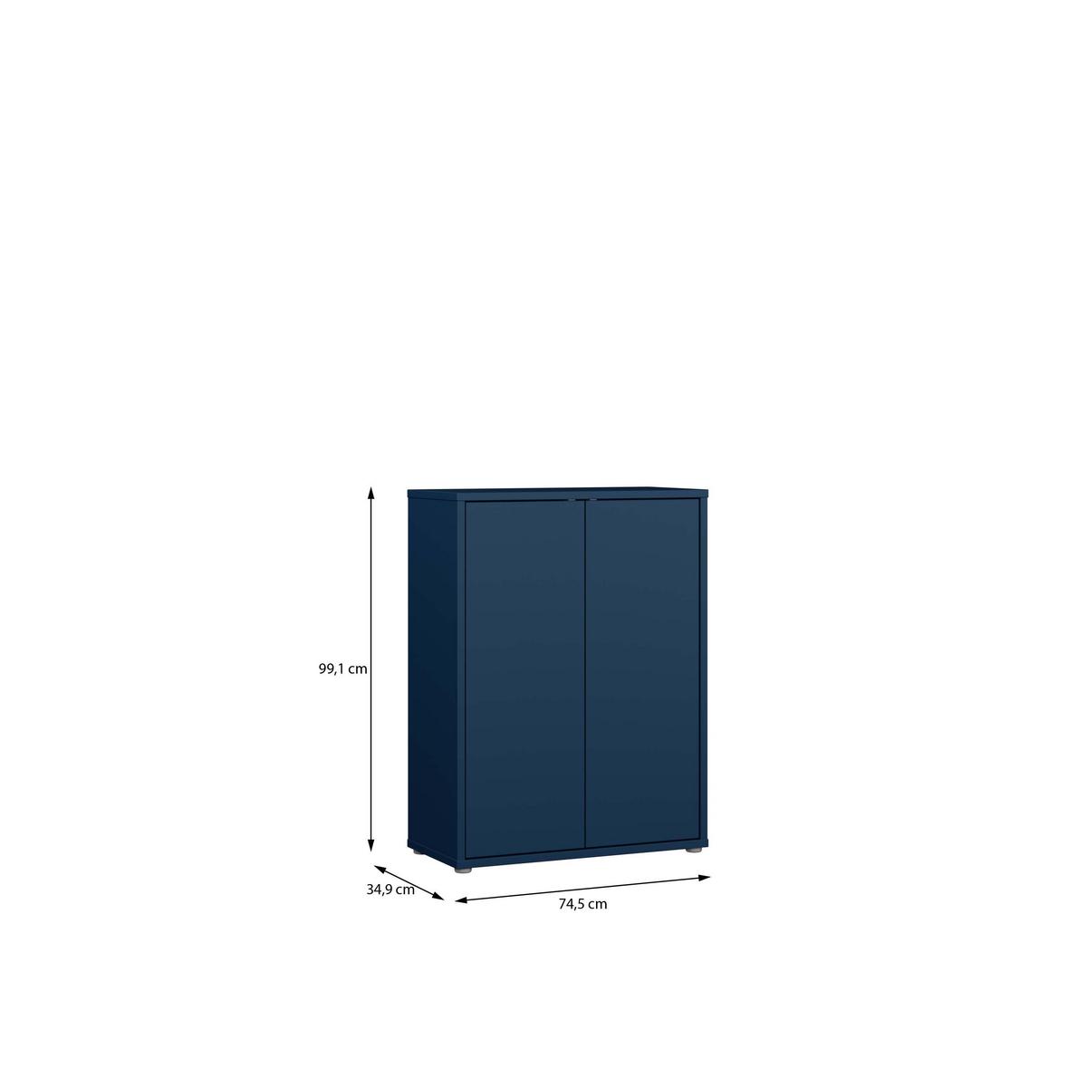 Botník barva modrá - šedá/tmavě modrá, Moderní, kompozitní dřevo/plast (74,5/99,1/34,9cm)