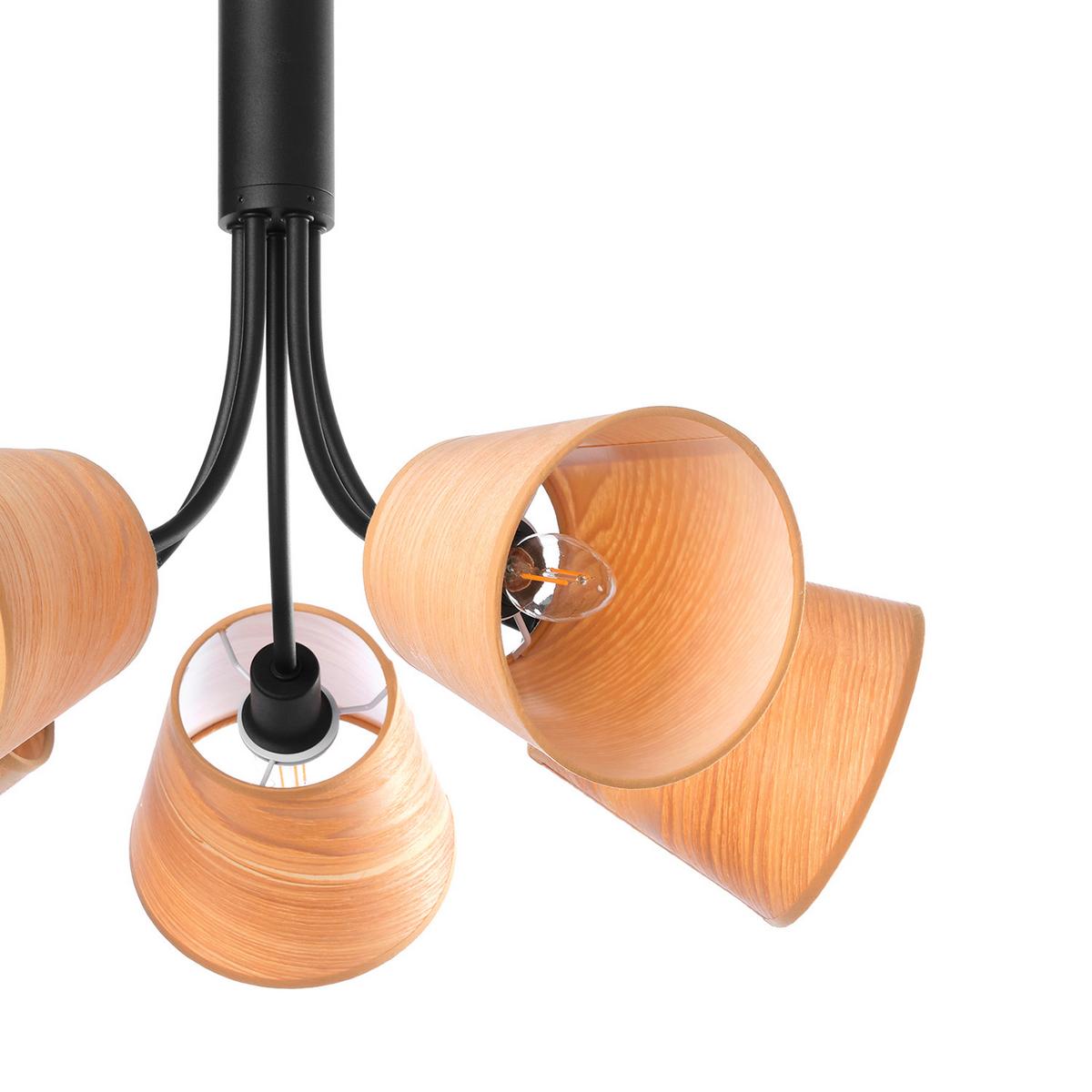 Kronleuchter 5067/5 - Eichefarben/Schwarz, KONVENTIONELL, Textil/Metall (55/150cm)