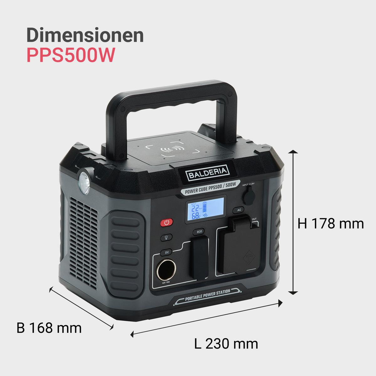 Powerstation Balderia Powercube - Schwarz/Grau, Trend, Kunststoff (23/18/17cm)