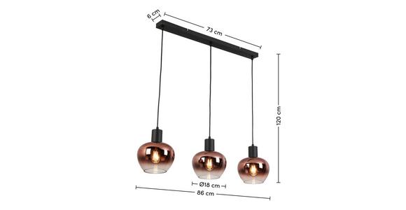 Hängeleuchte Sani - Schwarz/Kupferfarben, MODERN, Glas/Kunststoff (86/18/120cm) - James Wood