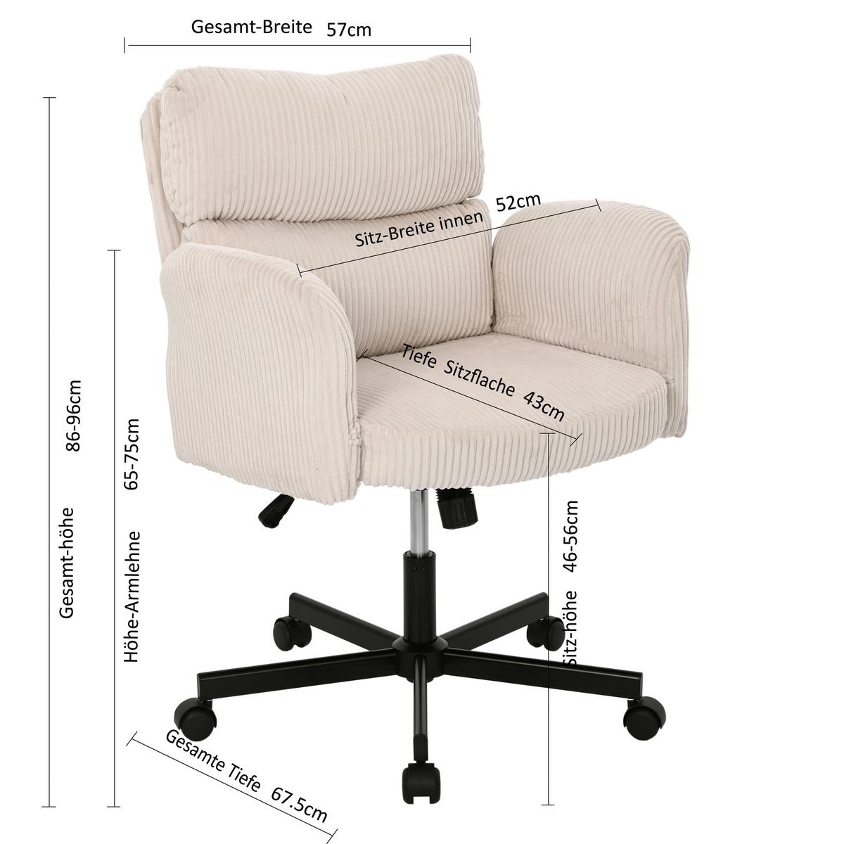 Drehstuhl Lund Beige B: 73 cm - Beige/Schwarz, MODERN, Holz/Kunststoff (73/85-95/65cm) - Livetastic