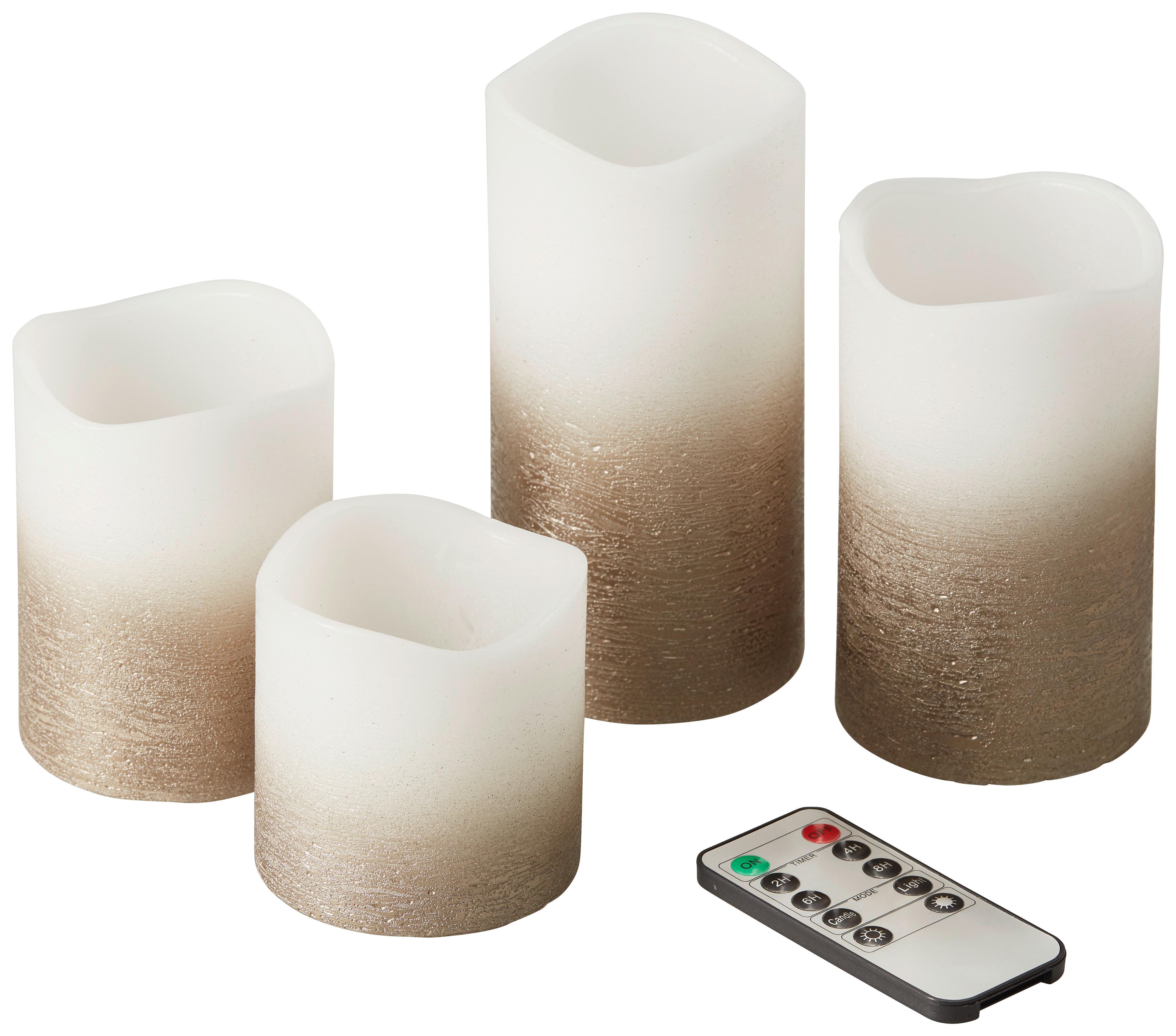 LED-Kerzenset Dafina Gold/Weiß mit Fernbedienung, 4er-Set