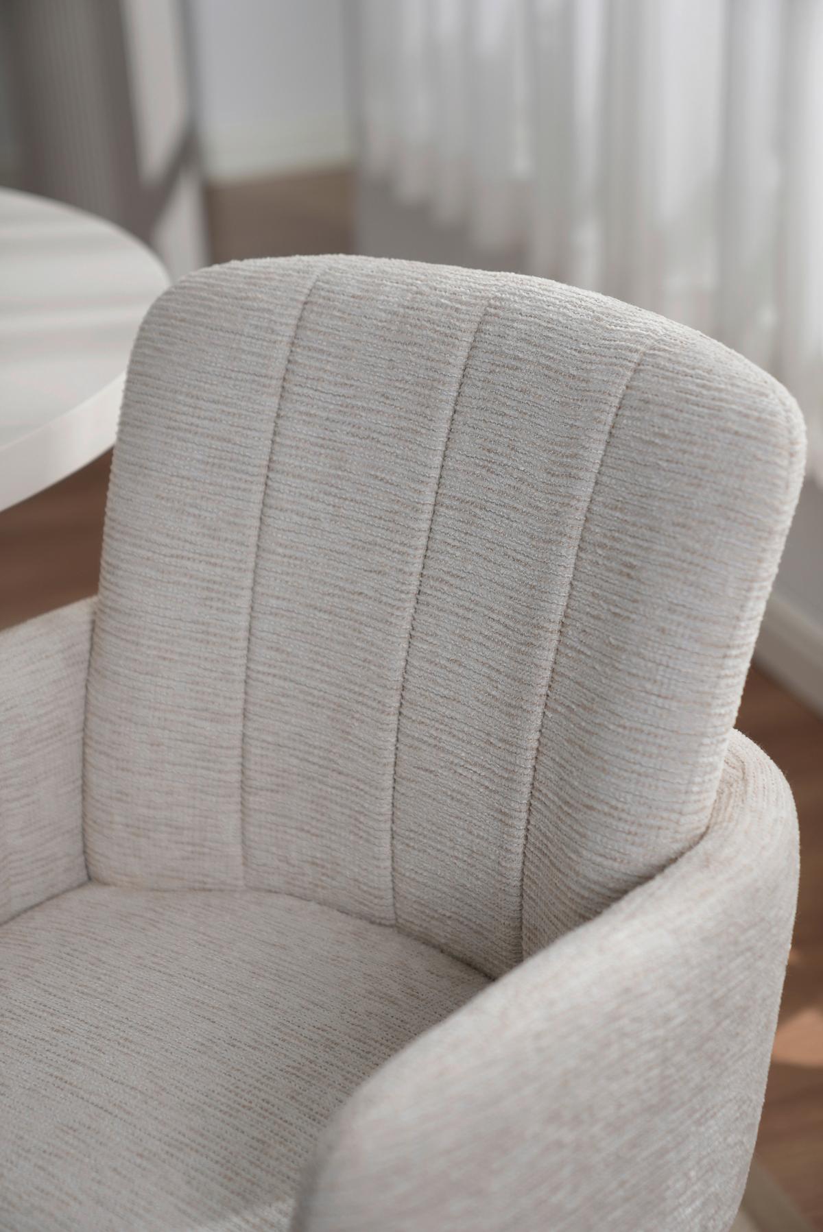 Armlehnstuhl Allison Leinenoptik Beige, B: 58 Cm - Beige/Schwarz, LIFESTYLE, Holz/Textil (58/86/64cm) - Livetastic