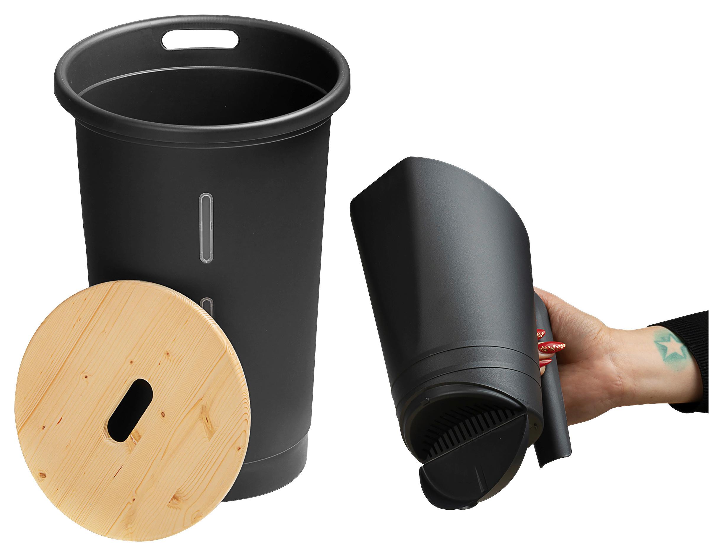 Aufbewahrungsbox Für Pellets Anthrazit/braun 38l - Anthrazit, Basics, Holz/Kunststoff (29,5/50,5/29,5cm)