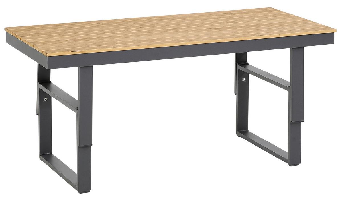 Loungegarnitur 3-Tlg San Jose aus Metall mit Kissen - Anthrazit/Braun, MODERN, Holz/Textil (210/75/210cm) - Gardenson