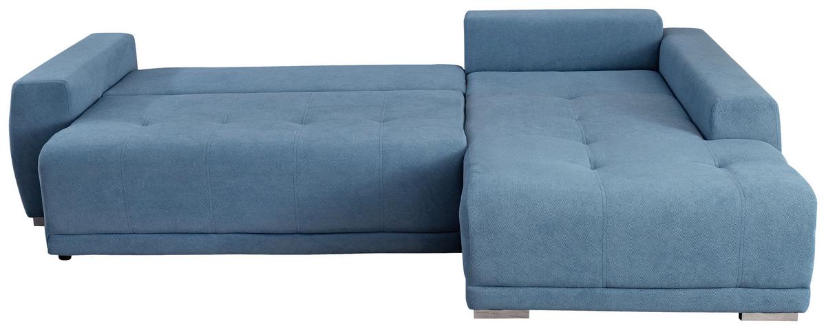 Ecksofa Madeleine Blau S: 280x204cm - Blau/Silberfarben, Design, Textil (280/204cm) - MID.YOU