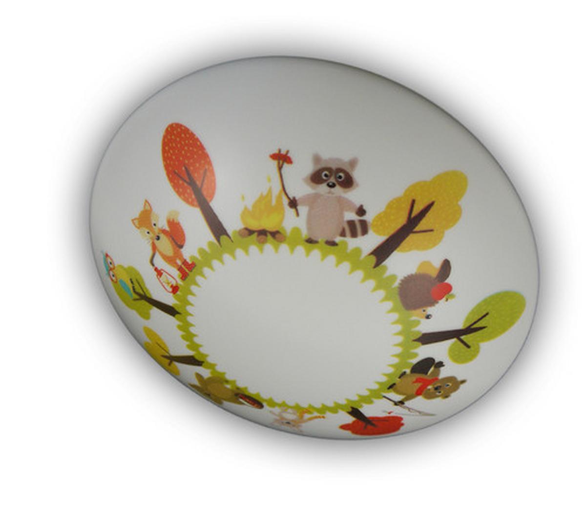 Kinderdeckenleuchte Waldtiere Ø 36 cm Rund Multicolor - Multicolor/Weiß, Trend, Kunststoff (36/10cm) - Niermann
