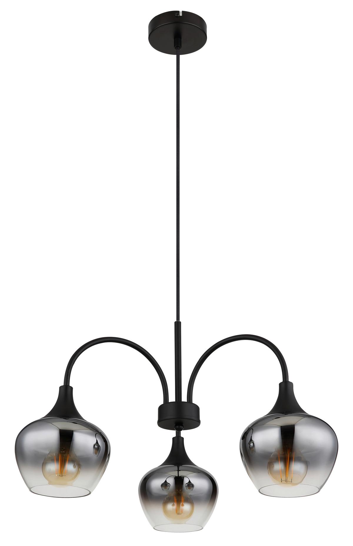 Hängeleuchte 15548-3h1 - Schwarz, Design, Glas/Textil (55/120cm) - Globo