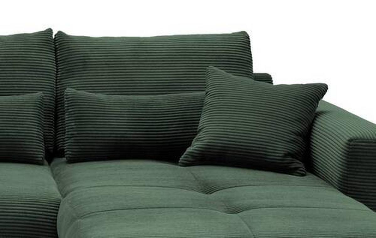 Ecksofa Federico Dunkelgrün S: 302/188 cm - Dunkelgrün/Schwarz, MODERN, Holz/Textil (302/188cm) - MID.YOU