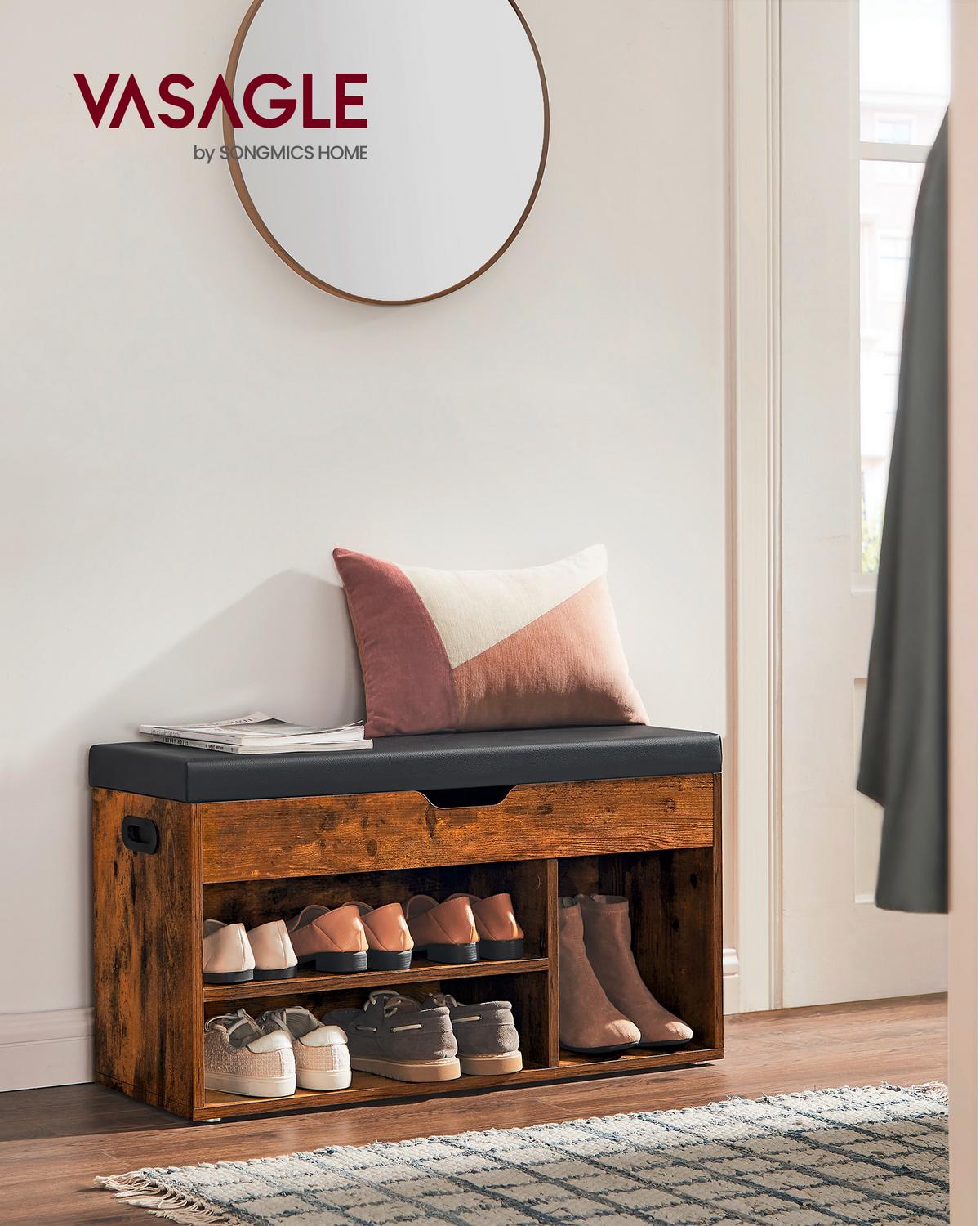 ŠATNÍ LAVICE LHS30BX - černá/hnědá, Trend, kompozitní dřevo/textil (80/44/30cm) - Boxxx