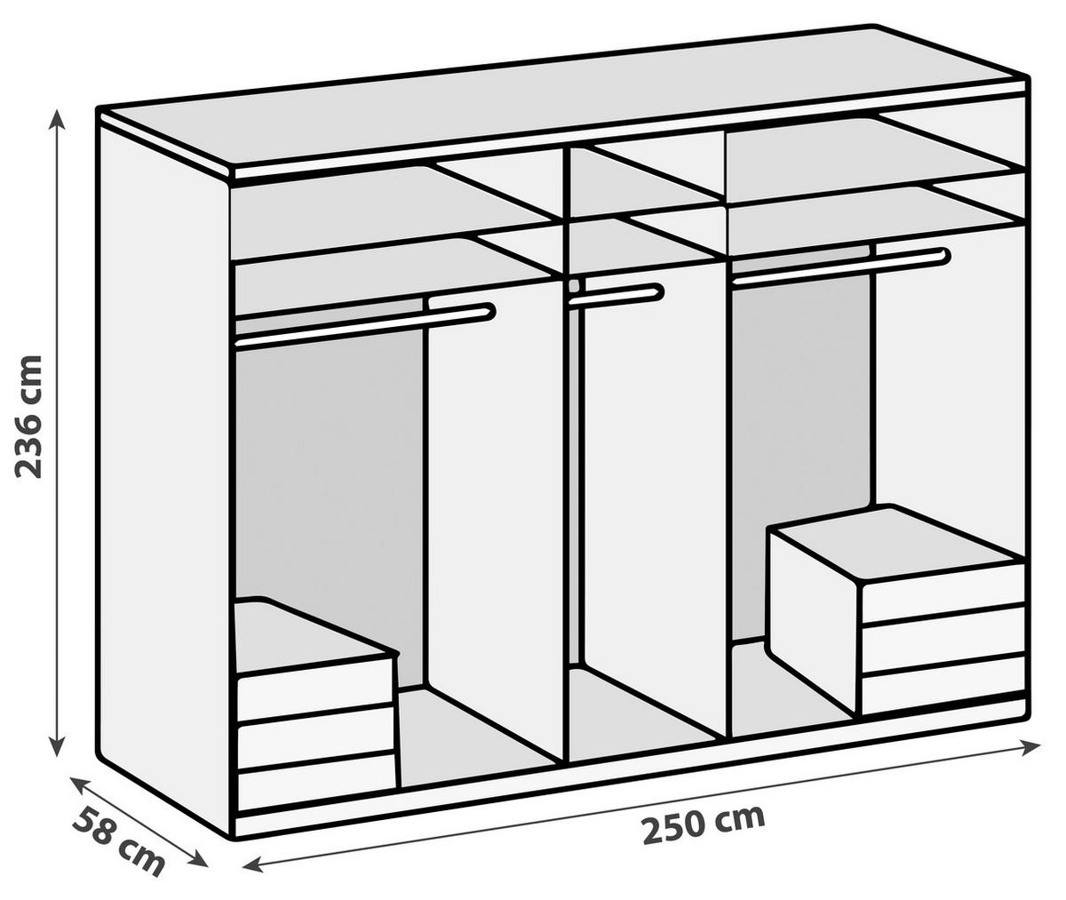 Drehtürenschrank 250cm Level, Graphit/eiche Dekor - Eichefarben/Graphitfarben, MODERN, Holzwerkstoff (250/236/58cm) - MID.YOU