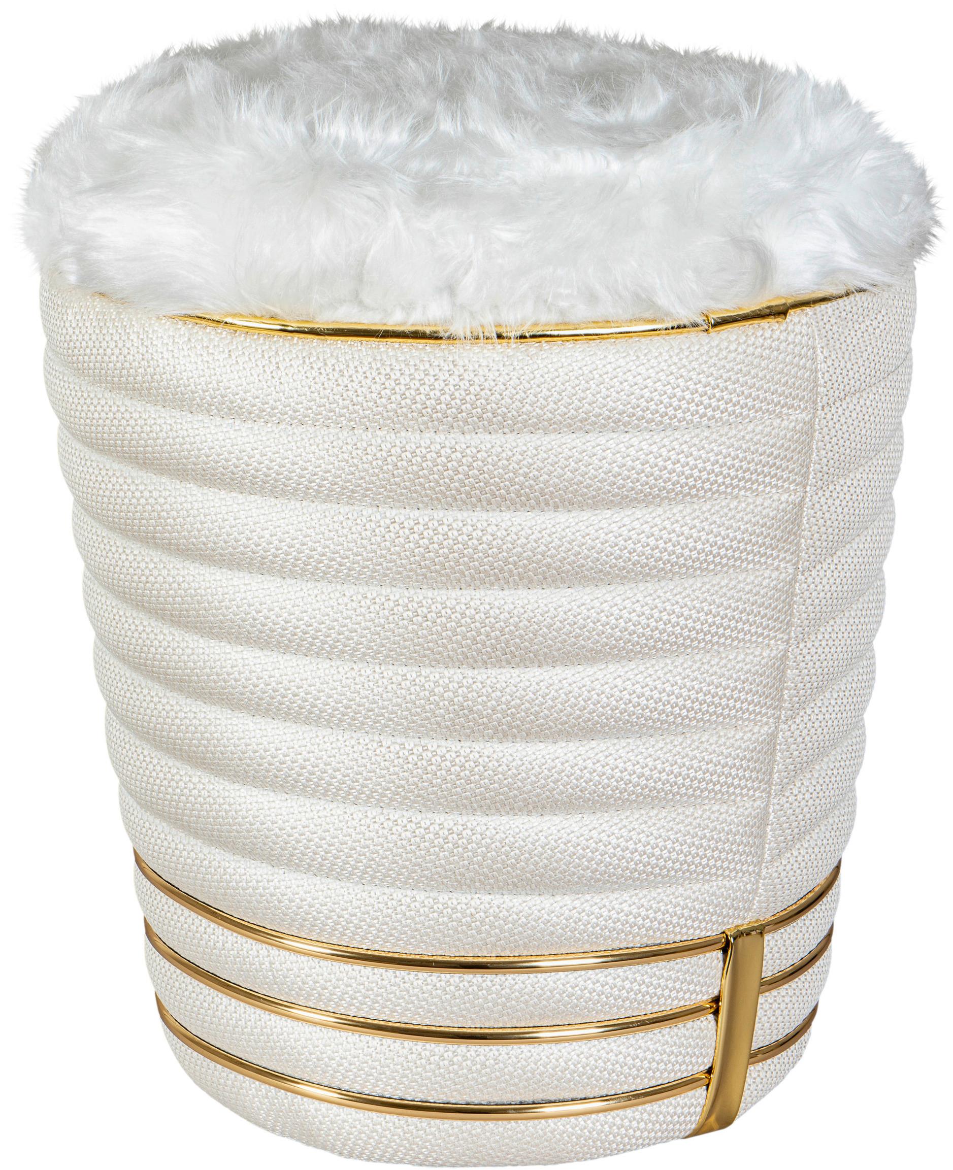 Hocker Doric 345 Beige/goldfarben D: 42 Cm - Beige/Goldfarben, Design, Textil (42/50cm) - Kayoom