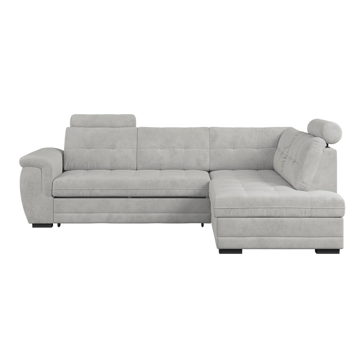 Ecksofa mit Schlaffunktion Falco new Silber 251x183 cm - Silberfarben/Schwarz, KONVENTIONELL, Textil (251/183cm) - Ondega
