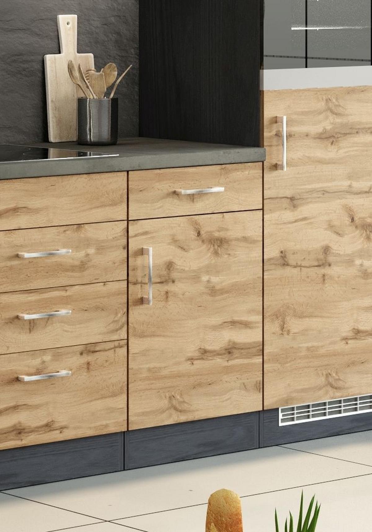 Küchenunterschrank Chic B: 50 Cm Eichefarben Mit Lade - Anthrazit/Eiche Wotan, MODERN, Holzwerkstoff (50/85/60cm) - Held