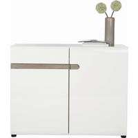 Kommode Linate B: 109,4 cm Alpinweiss/Trüffel Eiche Dekor - Weiß Hochglanz/Trüffeleichefarben, MODERN, Holzwerkstoff (109,4/86,5/41,9cm)