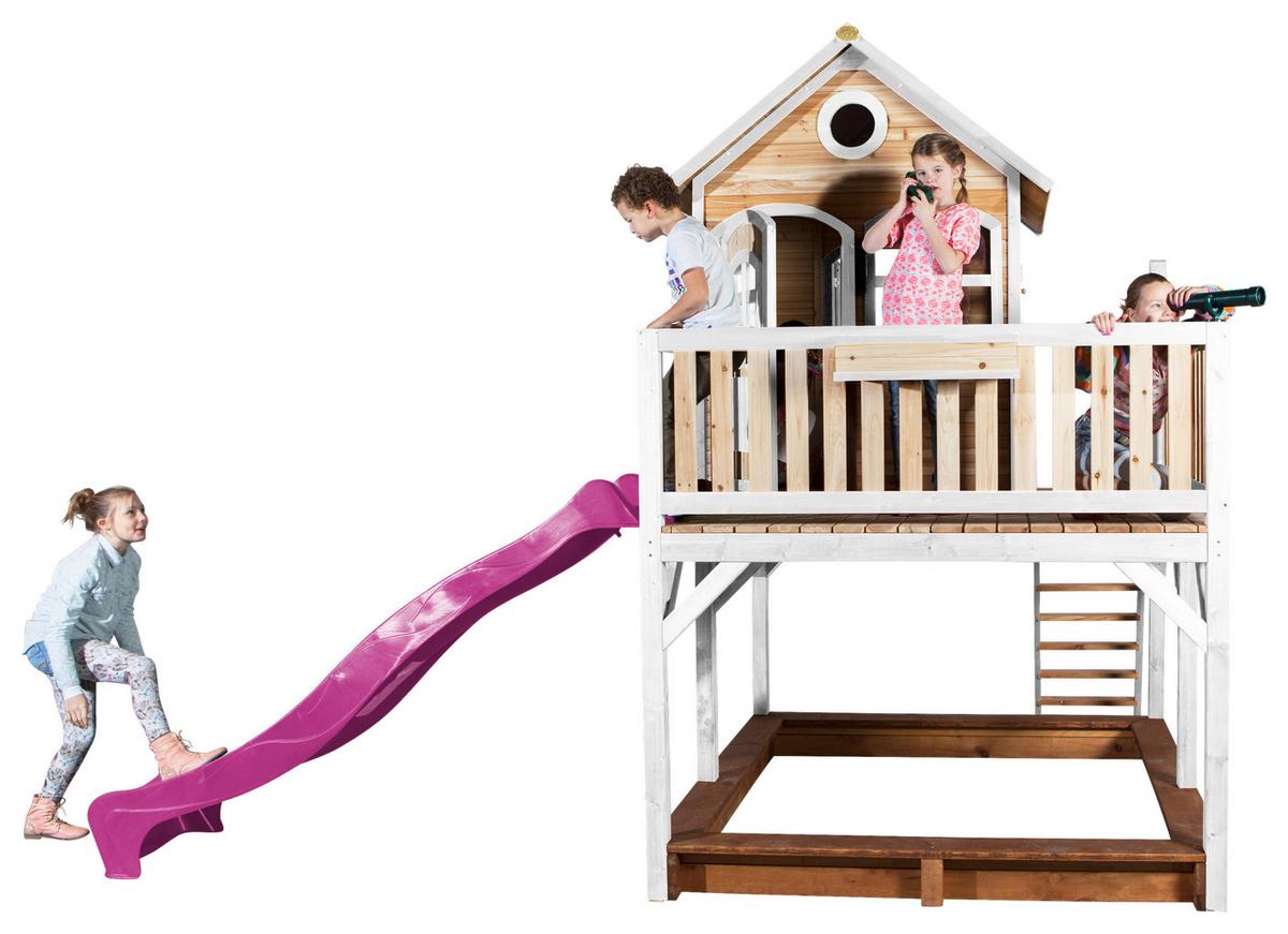 Spielturm A030.151.41 - Lila/Braun, KONVENTIONELL, Holz (377/291/255cm) - Ambia Garden