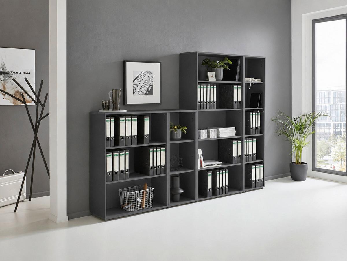 AKTENREGAL REGAL HOCH/BREIT - Anthrazit/Schwarz, LIFESTYLE, Holzwerkstoff (84,4/185,6/33cm) - MID.YOU