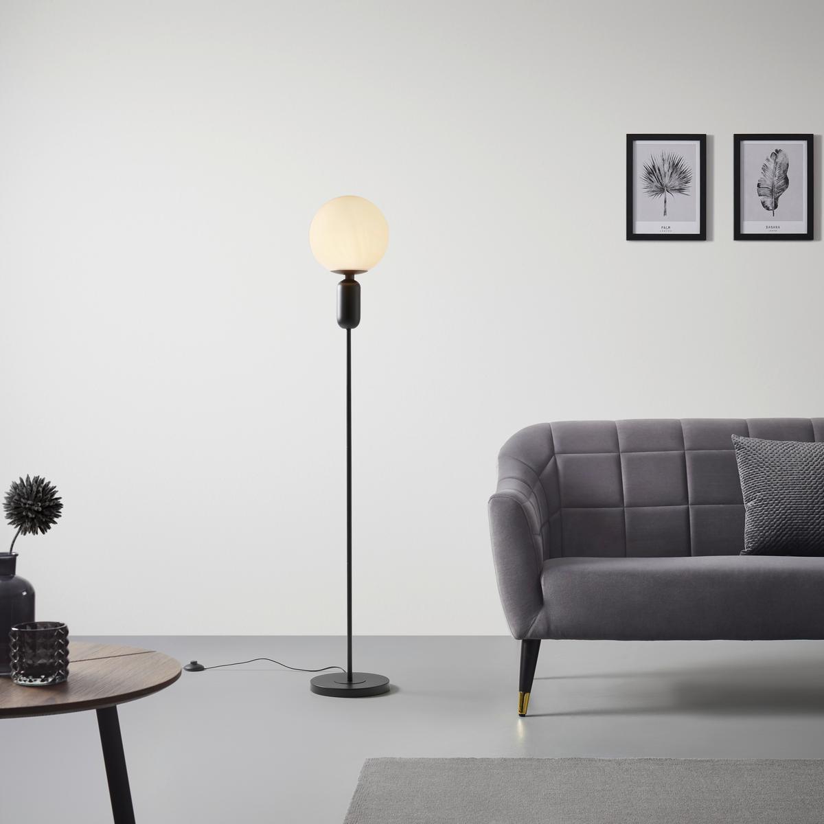 Stojaca lampa Tiano čierna - čierna, Modern, kov/sklo (25/155cm) - Bessagi Home