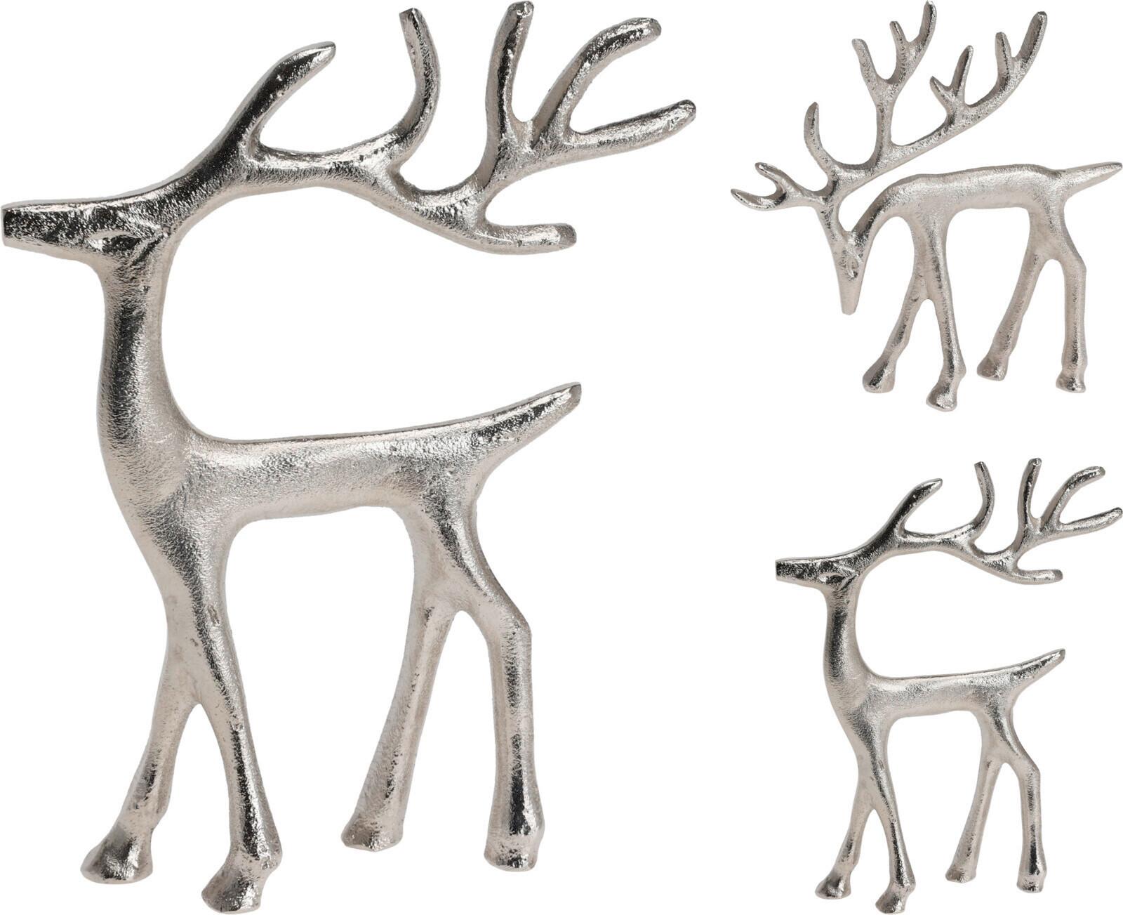 Dekoračný jeleň REINDEER, ALUMINIUM - niklová, Basics, kov (15.5/3/16cm)
