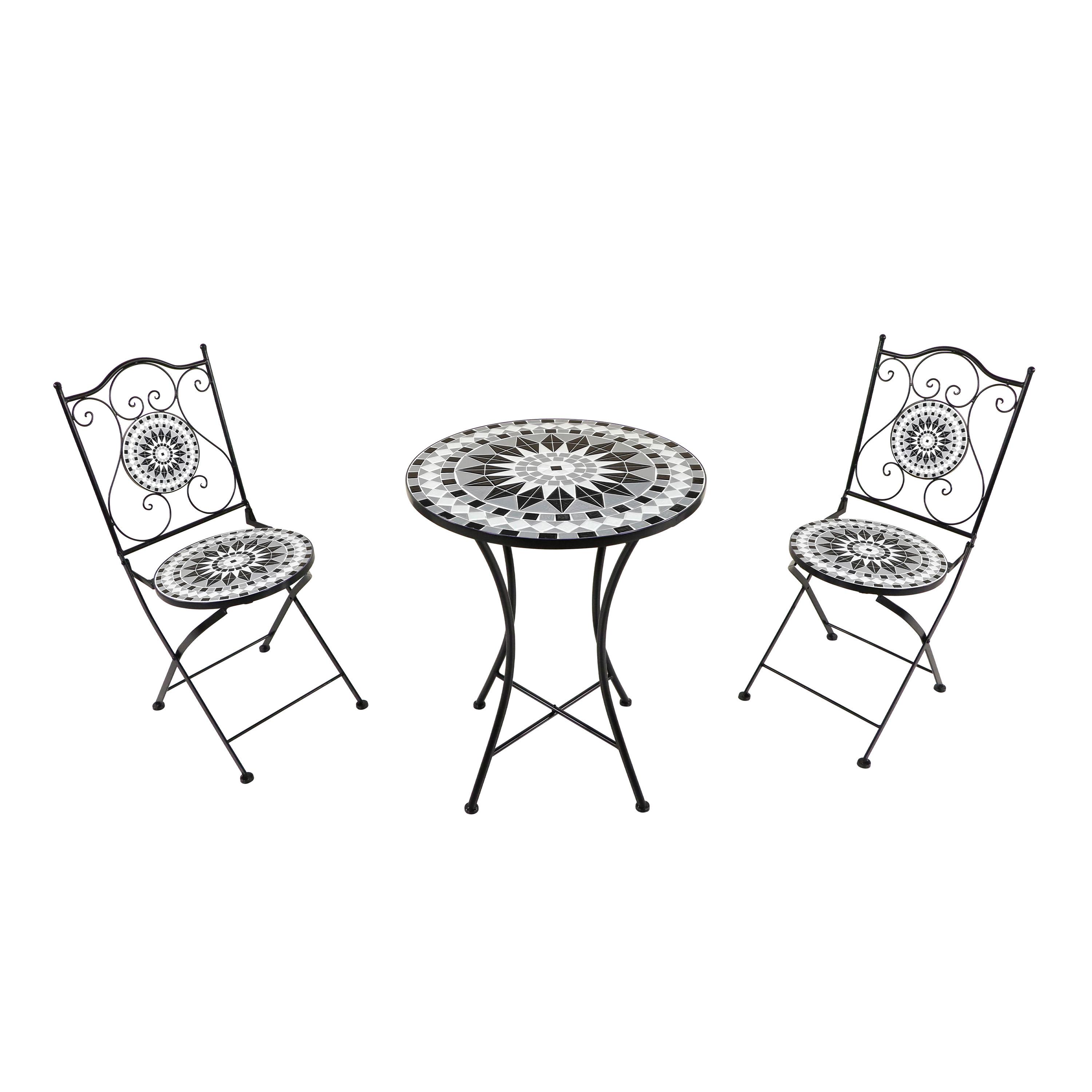 GARTENSET AMELIE CLASSIC - Schwarz/Weiß, Design, Keramik/Metall (60/75/75cm) - Ambia Garden