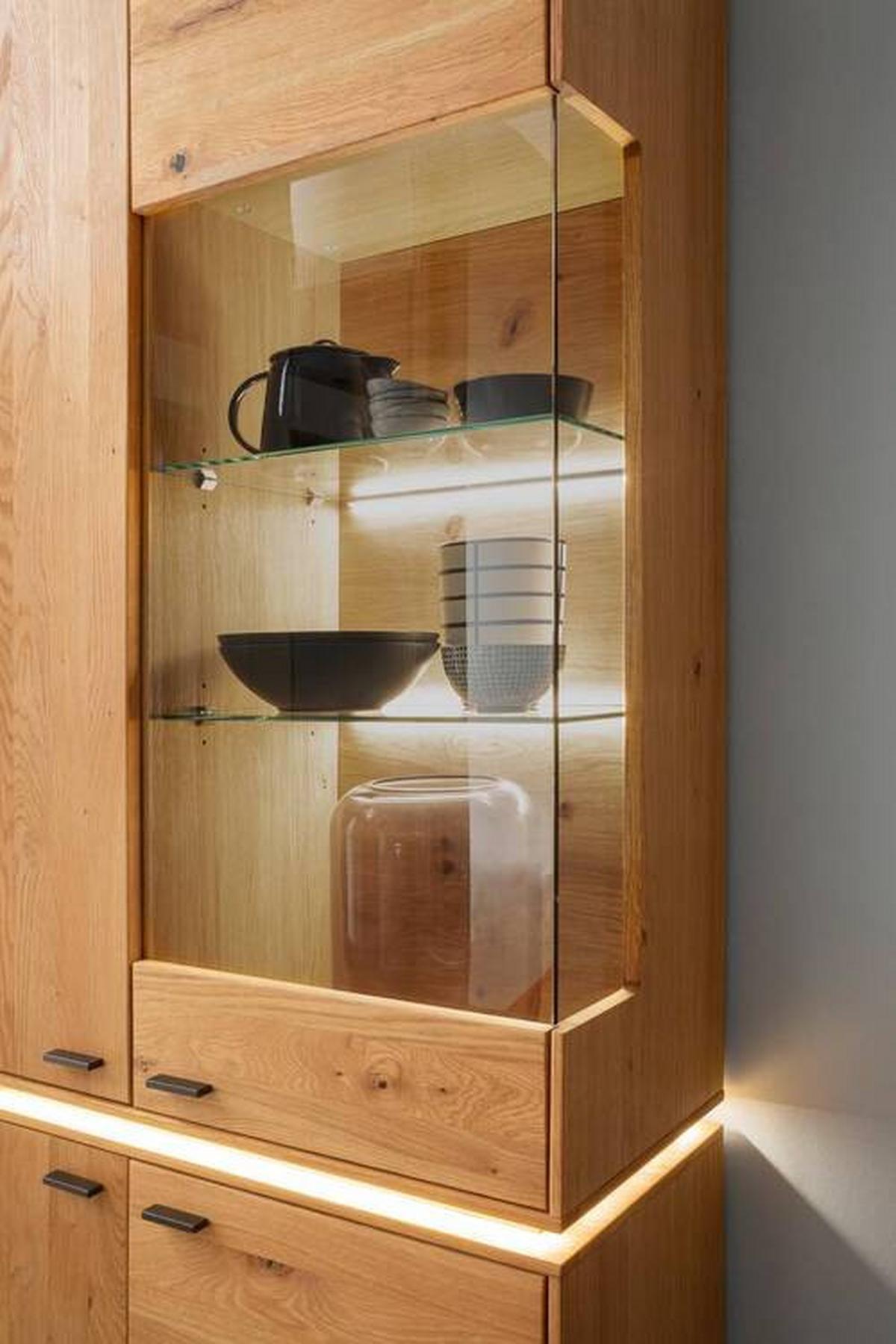 Vitrine Como B: 83 cm mit Beleuchtung Eichefarben - Wildeiche, Natur, Glas/Holz (83/202/38cm) - MID.YOU