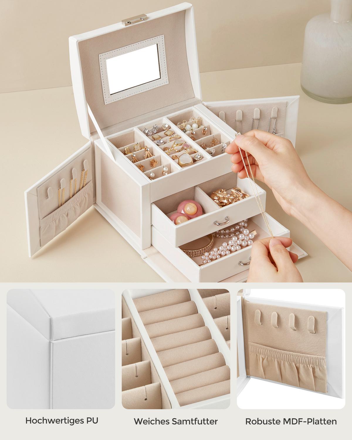 Schmuckkästchen Weiß B: 18 Cm - Weiß, LIFESTYLE, Holzwerkstoff (18/13,5/14cm)