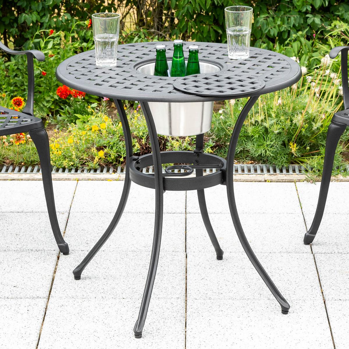 Gartenmöbel Set 3-Tlg Rhodos aus Aluminium - Graphitfarben, KONVENTIONELL, Metall - Gardenson