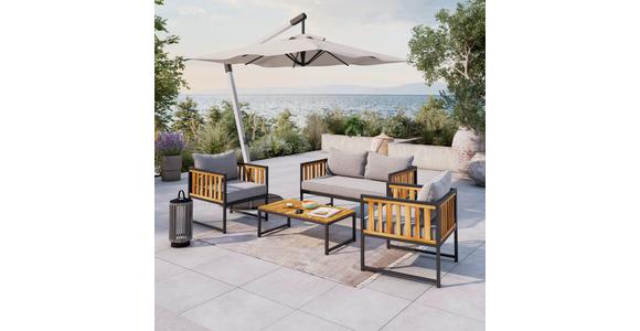 Loungegarnitur Toledo - Schwarz/Grau, MODERN, Holz/Textil - Beldano