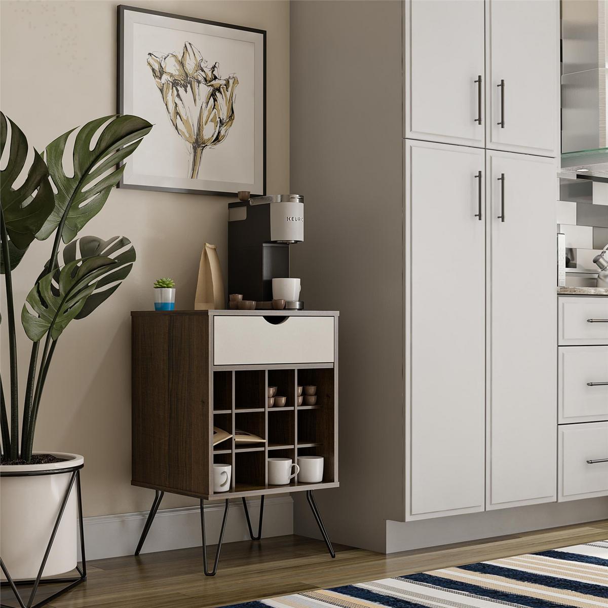 Weinregal Concord Dunkelbraun H: 80 cm - Eichefarben/Dunkelbraun, Design, Holzwerkstoff/Metall (51/80/45cm) - MID.YOU