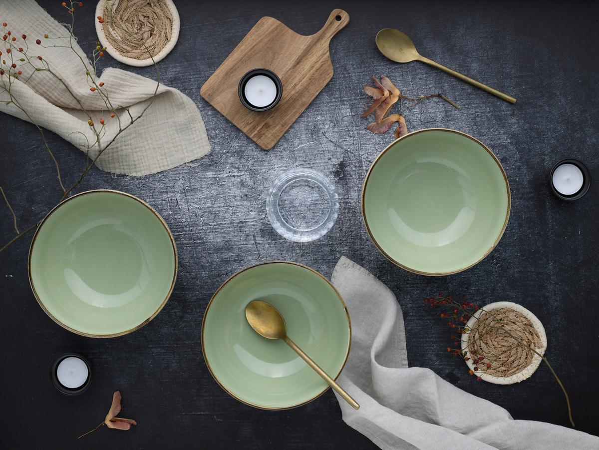 Schüsselset Nature Collection Green Life, 4--Teilig., Grün - Grün, Design, Keramik - Creatable