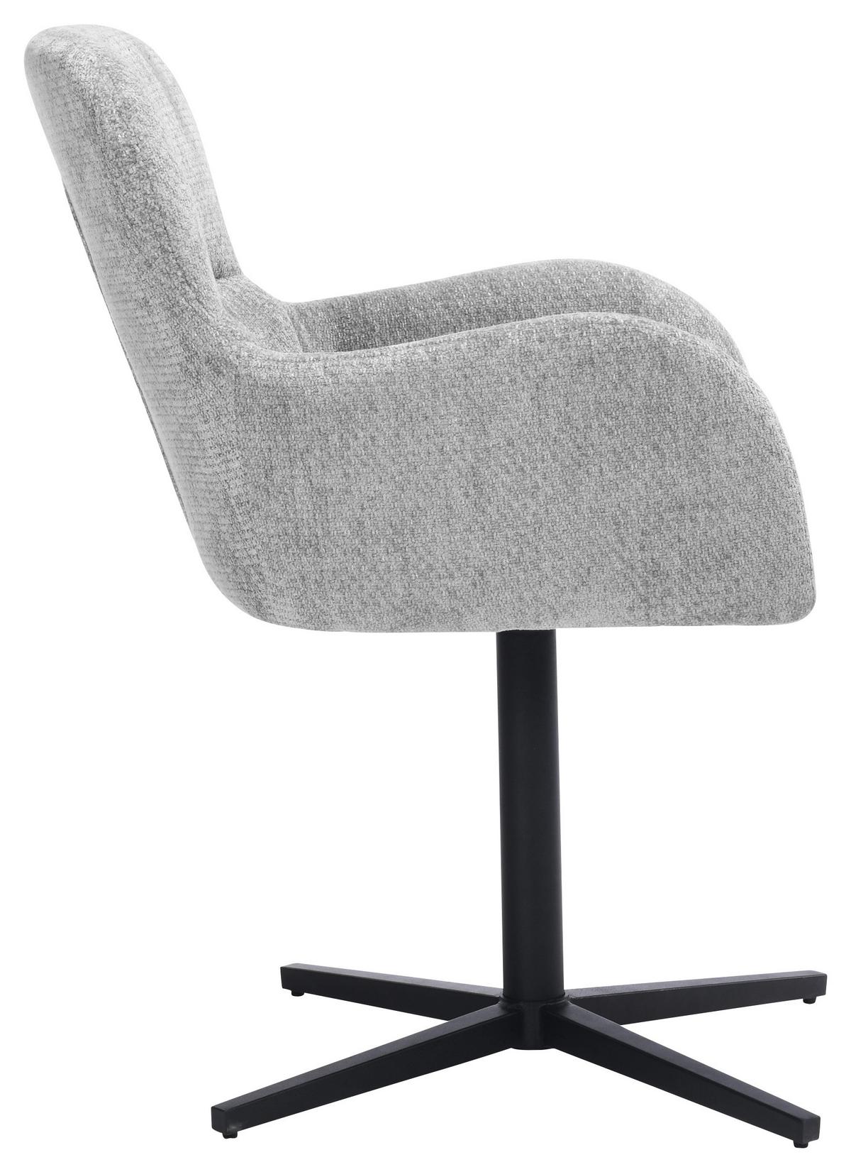 Armlehnstuhl Amber Chenille Grau, B: 56 cm - Schwarz/Grau, MODERN, Holz/Textil (57/85/63cm) - Livetastic