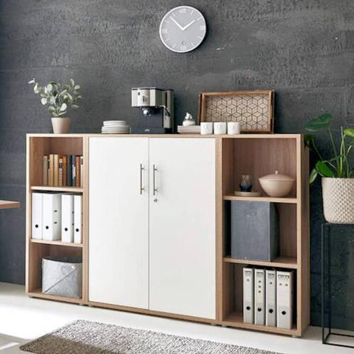 Office Edition B: 173 cm Sonoma Eiche/Weiß - Weiß/Sonoma Eiche, MODERN, Holzwerkstoff (173/114/33cm) - MID.YOU