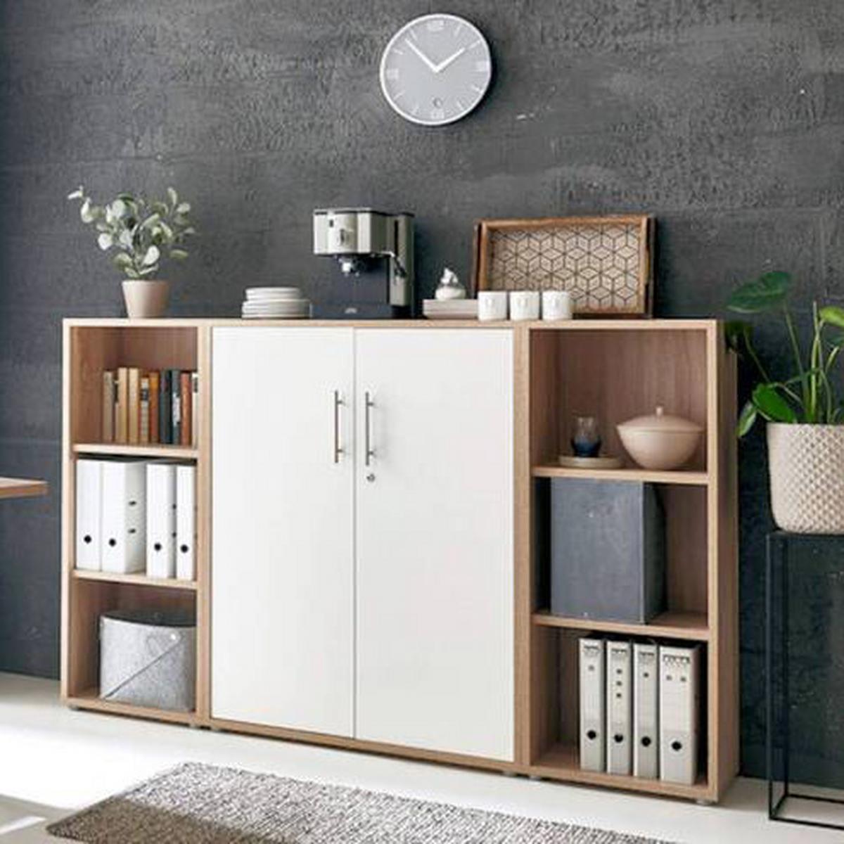 Office Edition B: 173 Cm Sonoma Eiche/weiß - Weiß/Sonoma Eiche, MODERN, Holzwerkstoff (173/114/33cm) - MID.YOU