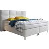 Boxspringbett Mit Topper 180x200 Cm Miami-Bk - Silberfarben/Weiß, KONVENTIONELL, Leder/Textil (200/125/210cm) - MID.YOU