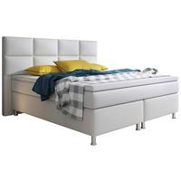 Boxspringbett Mit Topper 180x200 Cm Miami-Bk - Silberfarben/Weiß, KONVENTIONELL, Leder/Textil (200/125/210cm) - MID.YOU