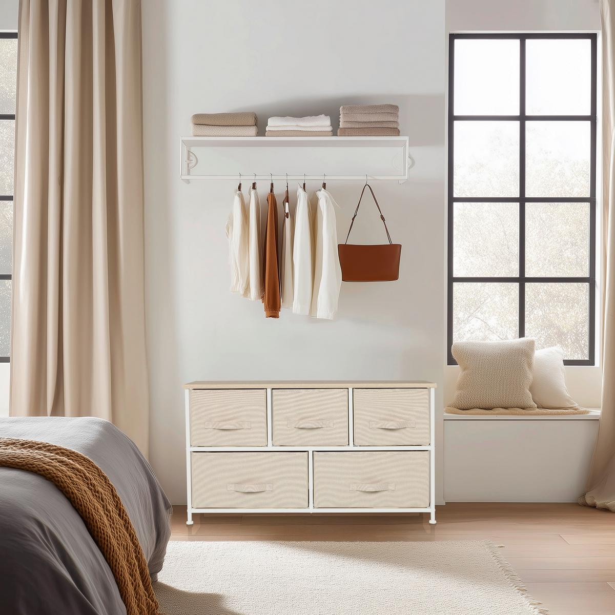 Kommode Foldar Beige B: 100 cm - Beige/Weiß, MODERN, Textil (100/55/30cm) - MID.YOU