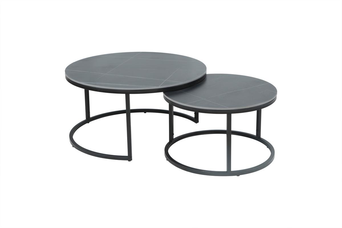 Couchtischset Luis Schwarz D: 80/60 Cm - Schwarz, Design, Stein/Metall (80/60/41/37cm) - Livetastic