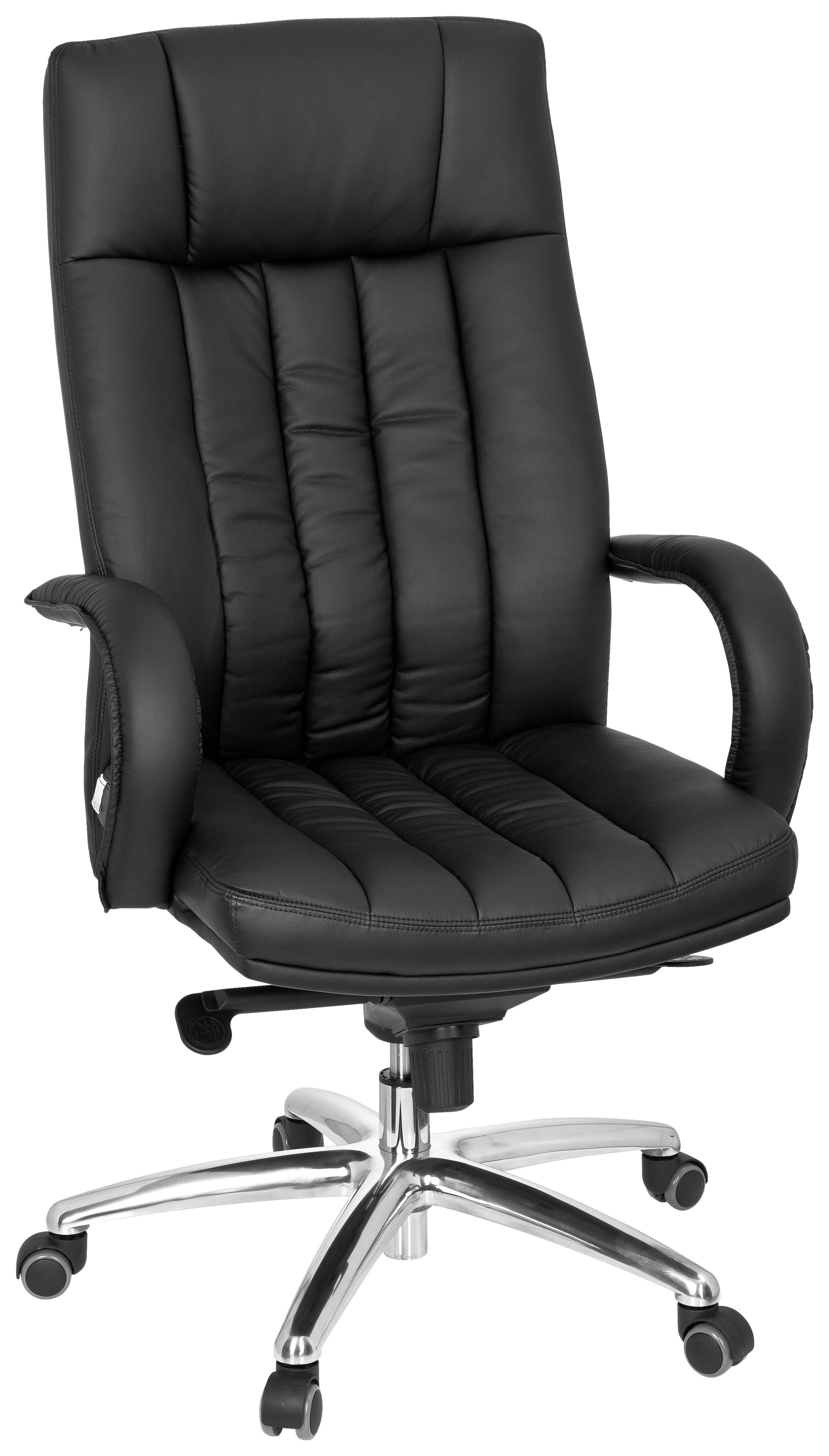 Chefsessel XXL G 300 Lederlook Schwarz Bis 150 Kg - Silberfarben/Schwarz, Basics, Kunststoff/Textil (62/129/50cm) - MID.YOU