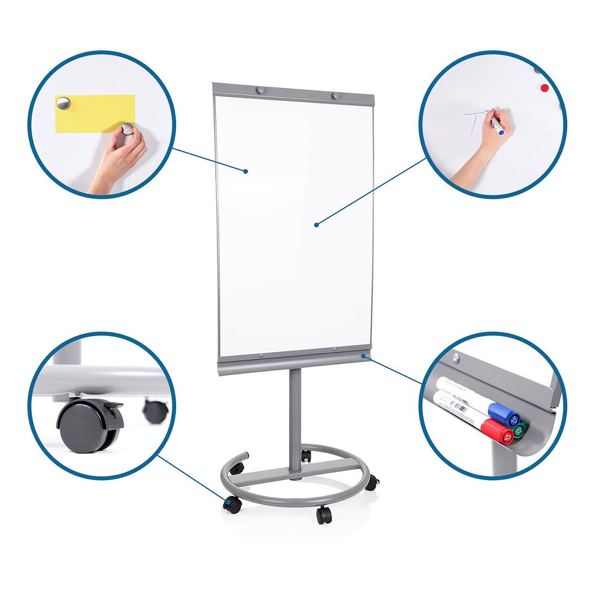 Whiteboard Multiboard - Silberfarben/Weiß, Basics, Kunststoff/Metall (65,5/133-190/60cm) - MID.YOU