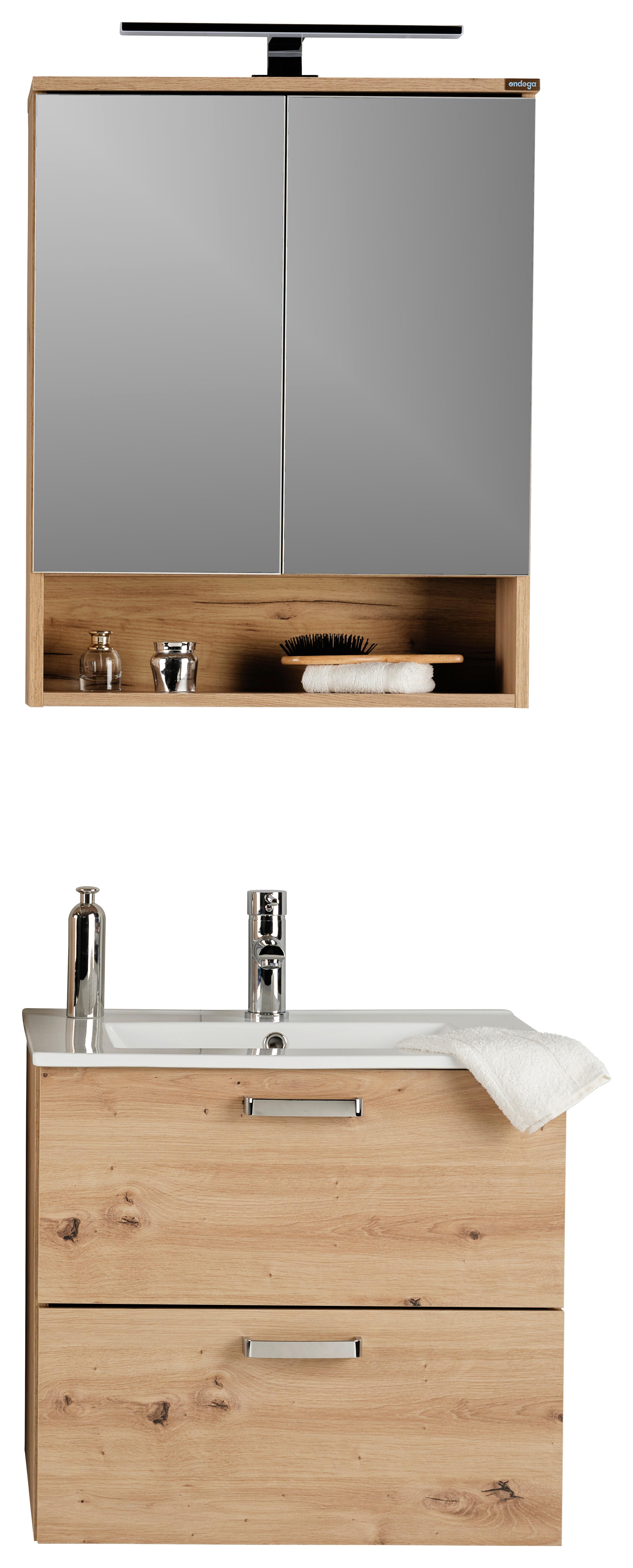 Badezimmer Fresh Eiche Dekor 3-teilig - Eiche Artisan/Weiß, KONVENTIONELL, Holzwerkstoff (61/168,5/47cm) - Ondega