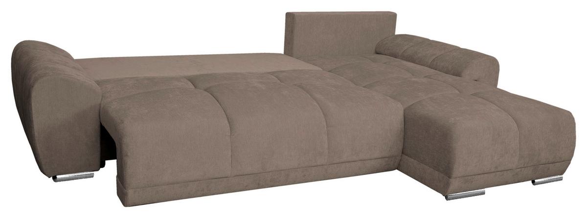 ECKSCHLAFSOFA Ramon, Taupe S: 296x182 cm - Taupe/Chromfarben, Trend, Textil (296/182cm)