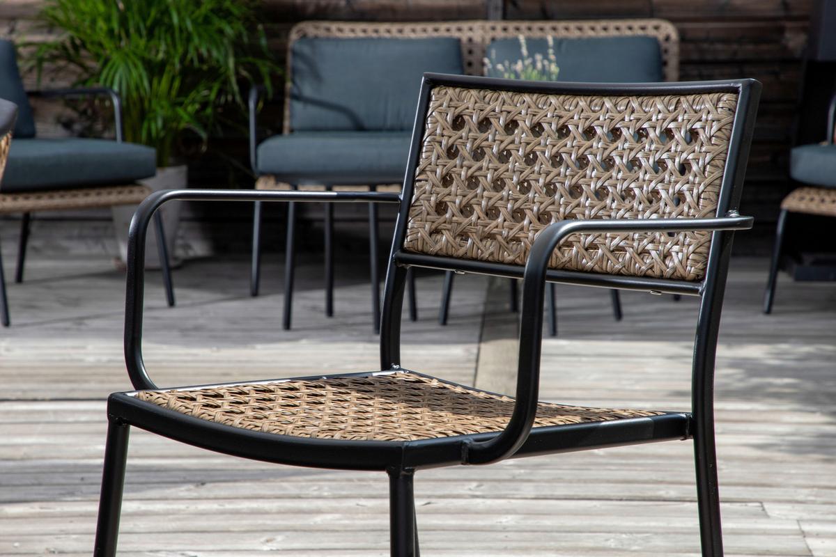 Gartenstuhl-Set Paola Metall, Kunststoff - Schwarz, KONVENTIONELL, Kunststoff/Metall (56/80/59cm) - Gardenson