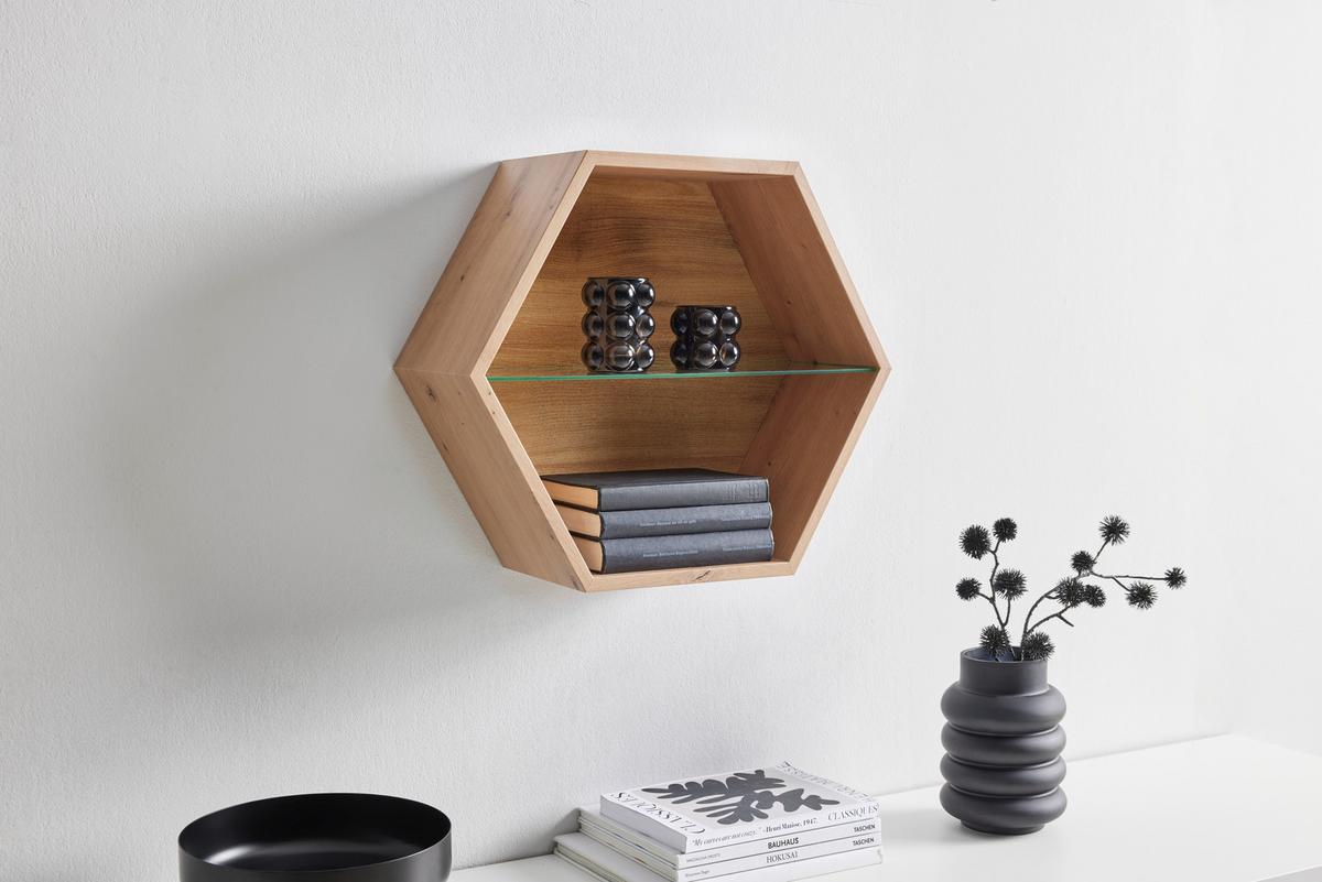 NÁSTENNÝ REGÁL EDGE -EXKLUSIV- - dub artisan, Modern, kompozitné drevo (51/44/19cm) - Mömax